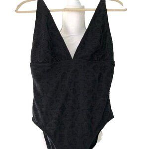 La Blanca Swimsuit Womens Size 8 Vintage Black One Piece Plunging Neckline